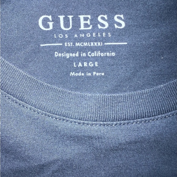 GUESS? Navy blue, red & white logo long sleeved t-shirt Large​ - Picture 3 of 6